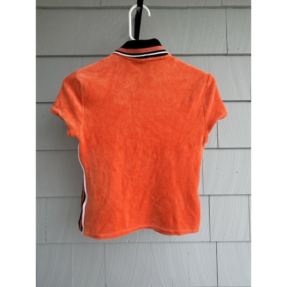 Juicy Couture‎ Black Label Orange Velvet Velour Polo Half Zip Shirt Sz Small - Picture 5 of 7
